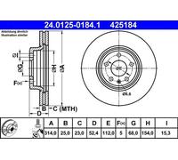 2x Disco freno ventilato 24.0125-0184.1 ATE per AUDI A5 A5 Sportback A4 B8 A4 B9