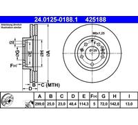Disco freno ATE 24.0125-0188.1 anteriore, ventilato, 1 Pezzo