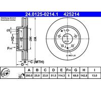 2x Disco freno ventilato 24.0125-0214.1 ATE per MAZDA 3 Tre volumi CX-3 3