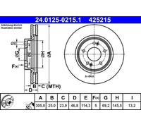 COPPIA DISCHI FRENO ANT ATE KIA OPTIMA s 2.0 GDI Hybrid 151KW 17> 24012502151
