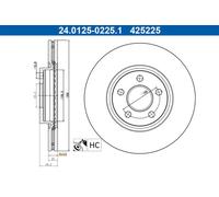 2x Disco freno ventilato 24.0125-0225.1 ATE per FORD