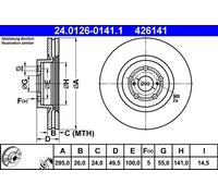2x Disco freno ventilato 24.0126-0141.1 ATE per TOYOTA AVENSIS Familiare AVENSIS