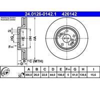 2x Disco freno ventilato 24.0126-0142.1 ATE per RENAULT