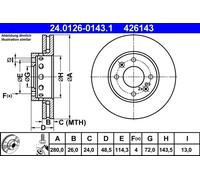2x Disco freno ventilato 24.0126-0143.1 ATE per KIA CARENS I MPV / Space wagon