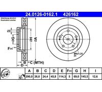 2x Disco freno ventilato 24.0126-0162.1 ATE per MITSUBISHI GRANDIS