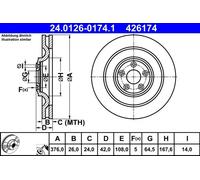 2x Disco freno ventilato 24.0126-0174.1 ATE per JAGUAR XF I XK II Coupé XJ