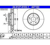 2x Disco freno ventilato 24.0127-0103.1 ATE per FORD FOCUS IV FOCUS IV Turnier
