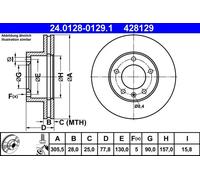 2x Disco freno ventilato 24.0128-0129.1 ATE per RENAULT OPEL NISSAN