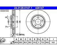 ATE disco freno 24.0128-0147.1 ventilato diametro 302 spessore 28 mm 5 fori