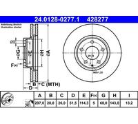 Disco freno ATE 24.0128-0277.1 anteriore, ventilato, 1 Pezzo