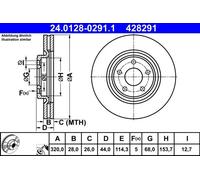 Disco freno ATE 24.0128-0291.1 anteriore, ventilato, 1 Pezzo