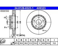 ATE Disco freno 24.0128-0323.1 anteriore ventilato Ø297 mm 1 pezzo per Mazda CX-5