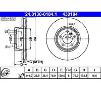 2x Disco freno ventilato 24.0130-0184.1 ATE per LAND ROVER RANGE ROVER III