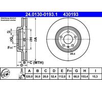 2x Disco freno ventilato 24.0130-0193.1 ATE per AUDI Q5 A5 A4 B8 A4 B8 Avant