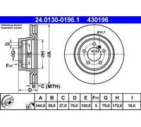ATE Disco freno 24.0130-0196.1 anteriore ventilato 1 pezzo