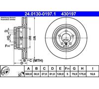 ATE Disco freno 24.0130-0197.1 – anteriore, ventilato, 1 pezzo