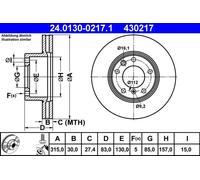 2x Disco freno ventilato 24.0130-0217.1 ATE per MERCEDES-BENZ PUCH