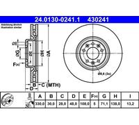 COPPIA DISCHI FRENO ANT ATE PEUGEOT 508 II 1.6 180 133KW 18> 24013002411