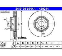 2x Disco freno ventilato 24.0130-0244.1 ATE per AUDI A4 B9 A4 B9 Avant A5 Q5