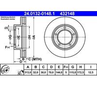 2x Disco freno ventilato 24.0132-0148.1 ATE per TOYOTA LEXUS