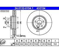 ATE Disco freno 24.0132-0154.1 anteriore ventilato per Mercedes-Benz E-Class (W211) 5.5 2006-2008