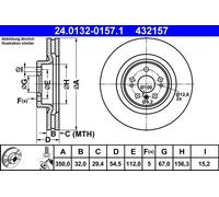 2x Disco freno ventilato 24.0132-0157.1 ATE per MERCEDES-BENZ CLASSE R CLASSE M