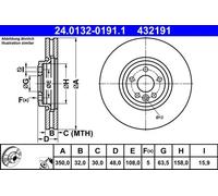 ATE Disco freno 24.0132-0191.1 ventilato frontale per Jaguar e Land Rover