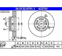 ATE Disco freno 24.0132-0701.1 anteriore ventilato 1 pezzo