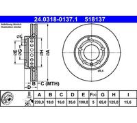 Disco freno ATE Power Disc 24.0318-0137.1, 1 Pezzo