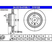 Disco freno ATE PowerDisc 24.0319-0108.1, 1 Pezzo