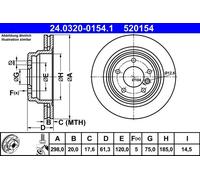 Disco freno ATE Power Disc 24.0320-0154.1, 1 Pezzo