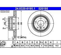 2x Disco freno ventilato 24.0320-0195.1 ATE per BMW 3 Touring 3 Cabriolet 3 1