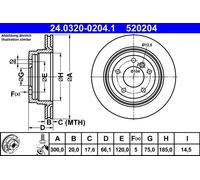 ATE Disco freno 24.0320-0204.1 posteriore con fessura ventilato 1 pezzo