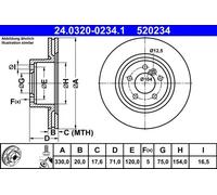 2x Disco freno ventilato 24.0320-0234.1 ATE per BMW X3 X4