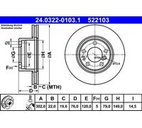 Disco freno ATE Power Disc 24.0322-0103.1, 1 Pezzo