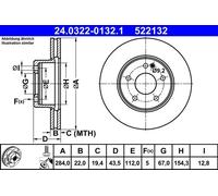 Disco freno ATE Power Disc 24.0322-0132.1, 1 Pezzo