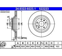 ATE Disco freno PowerDisc 24.0322-0223.1, 1 pezzo