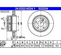 2x Disco freno ventilato 24.0322-0224.1 ATE per BMW X3