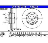 ATE Disco freno TEVES 24.0322-0232.1 ventilato, 1 pezzo