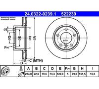 Disco freno ATE Power Disc 24.0322-0239.1, 1 Pezzo