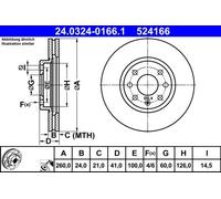 2x Disco freno ventilato 24.0324-0166.1 ATE per OPEL MERIVA A MPV / Space wagon