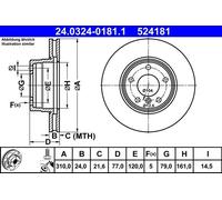 ATE Disco freno Power Disc 24.0324-0181.1 1 pezzo