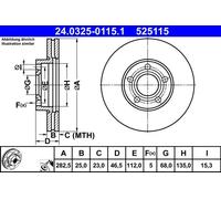 Disco freno PowerDisc ATE 24.0325-0115.1, 1 pezzo