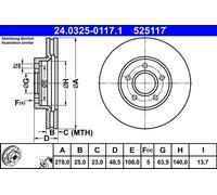 Disco freno ATE PowerDisc 24.0325-0117.1, 1 Pezzo