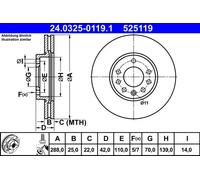 ATE Disco freno Power Disc 24.0325-0119.1 ventilato 1 pezzo