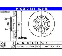 Disco freno ATE Power Disc 24.0325-0138.1, 1 Pezzo
