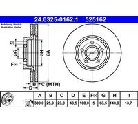 Disco freno ATE PowerDisc 24.0325-0162.1, 1 Pezzo