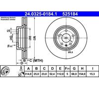 Disco freno ATE PowerDisc 24.0325-0184.1, 1 Pezzo