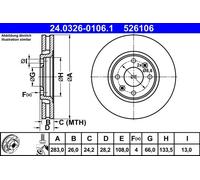 Disco freno ATE Power Disc 24.0326-0106.1, 1 Pezzo