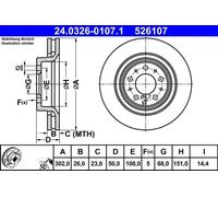 Disco freno ATE Power Disc 24.0326-0107.1, 1 Pezzo